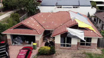 A house that is undergoing repairs. 