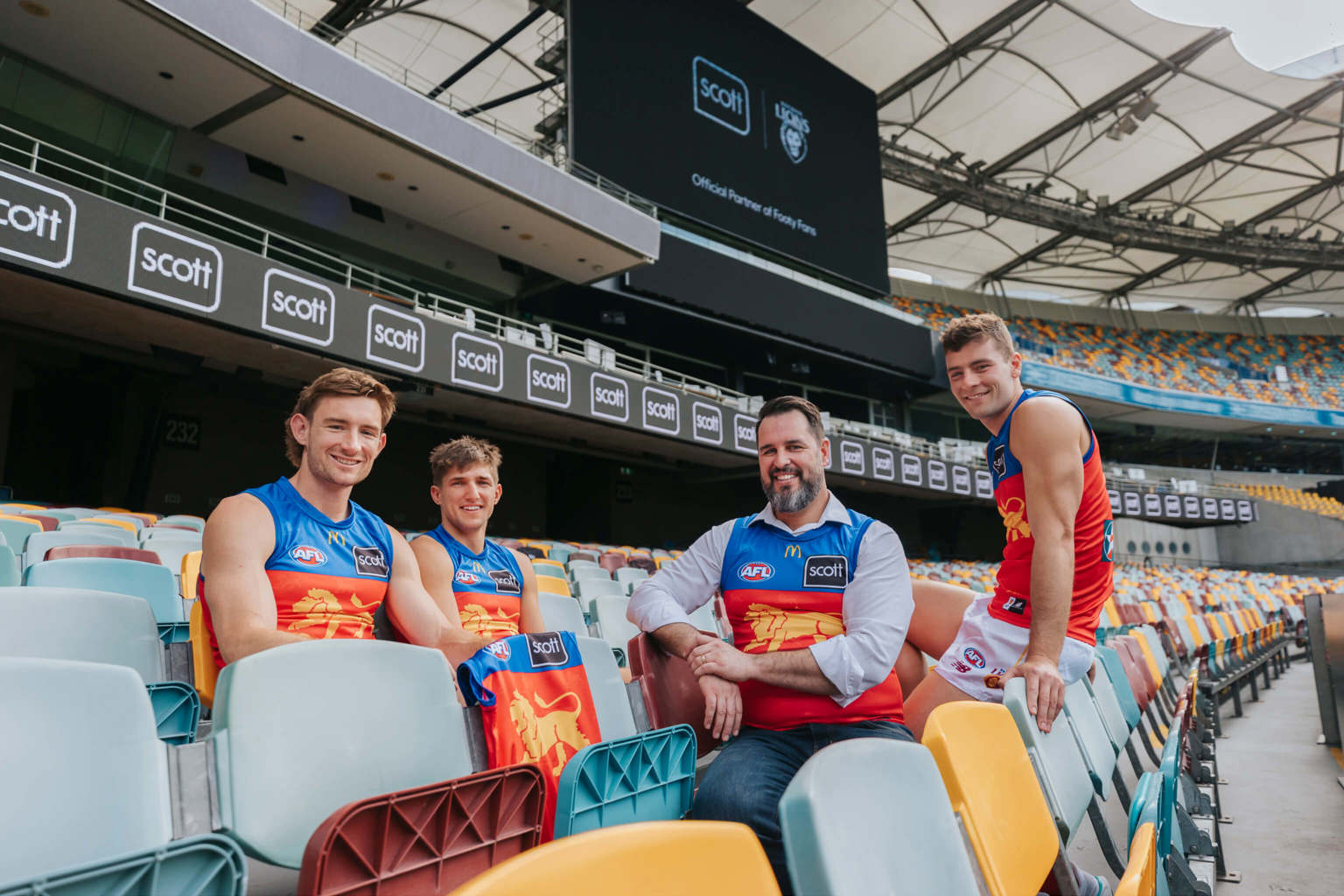 Lions sitting with Scottie at the Gabba